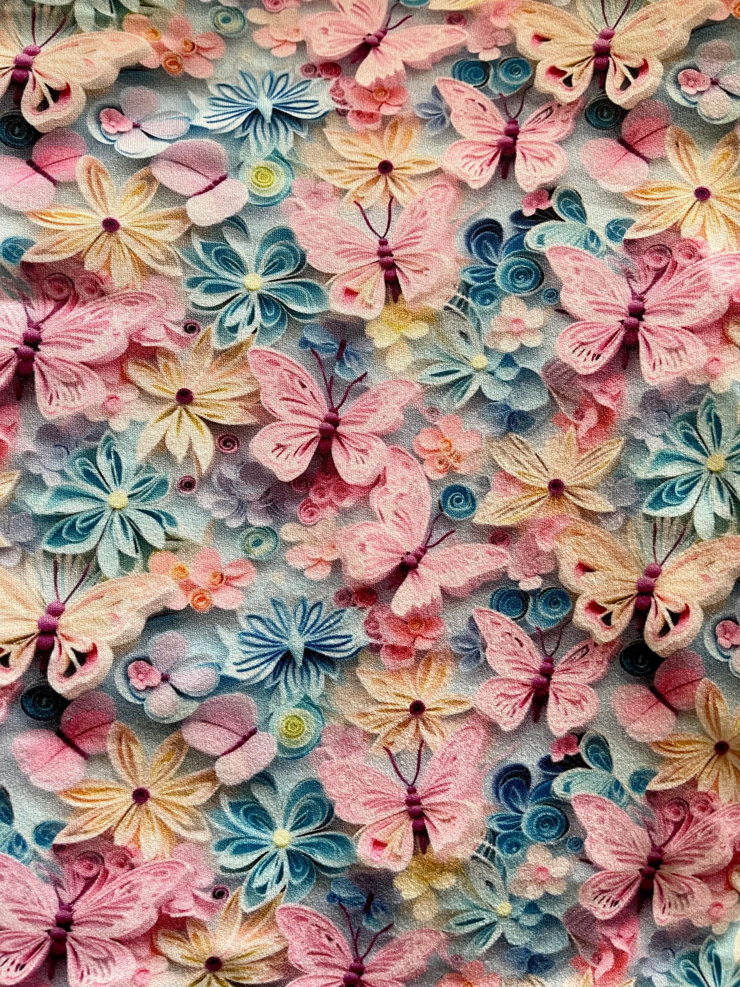 Pink Blue Yellow Butterflies 3D Design Pattern ∙ Scrub Cap Soft & Stretchy ∙ Euro or Unisex style hat ∙ Satin lined option ∙ Adjustable Nurse Cap