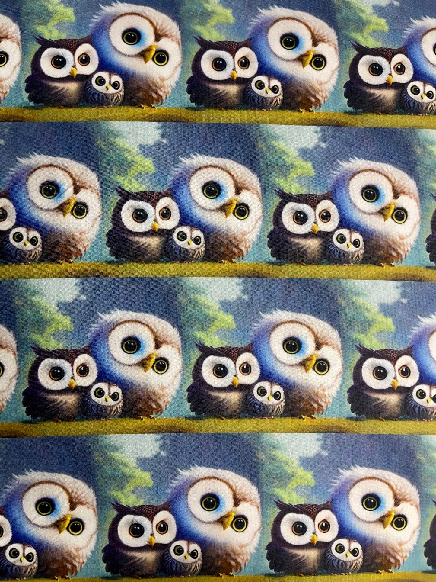 Owls Family Pattern ∙ Scrub Cap Soft & Stretchy ∙ Euro or Unisex style hat ∙ Satin lined option ∙ Adjustable Nurse Cap