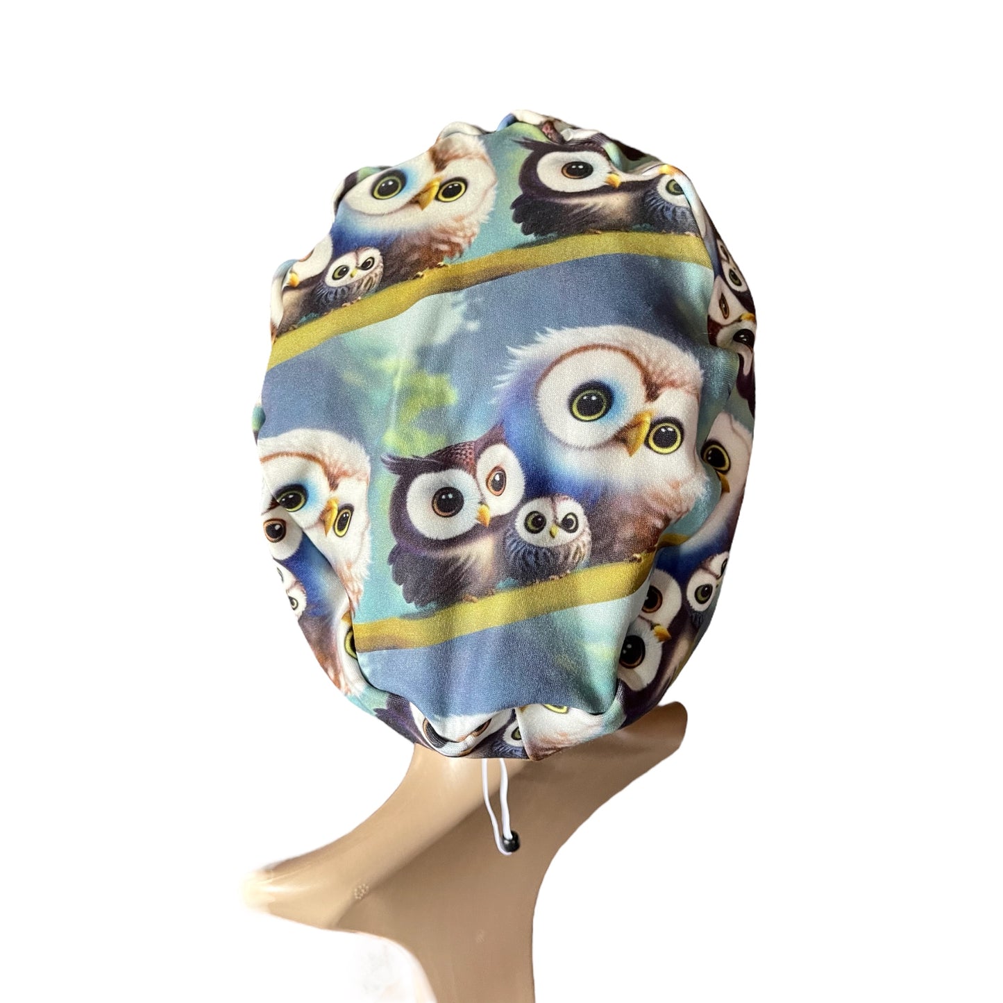 Owls Family Pattern ∙ Scrub Cap Soft & Stretchy ∙ Euro or Unisex style hat ∙ Satin lined option ∙ Adjustable Nurse Cap