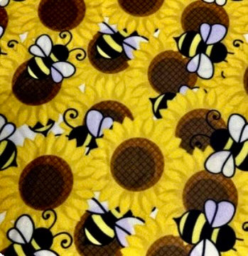 Bumble Bee and Sunflower Pattern ∙ Scrub Cap Soft & Stretchy ∙ Euro or Unisex style hat ∙ Satin lined option ∙ Adjustable Nurse Cap